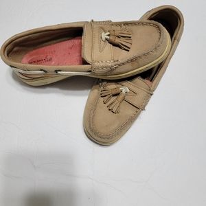 Sperry Top-Sider Loafers w Tassel Womens Size 6 M Tan Plaid Slip On Boat Casual